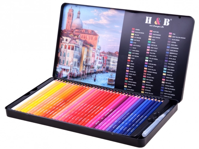 Watercolor Pencil Set 72 Colors with Metal Case