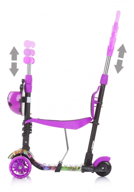 Chipolino Scooter with Parent Handle Kiddy Evo 3-in-1 Ocean – Purple Graffiti