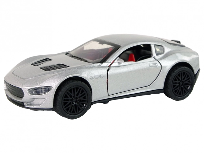 Silver Toy Car with Friction Drive, Lights, and Sounds