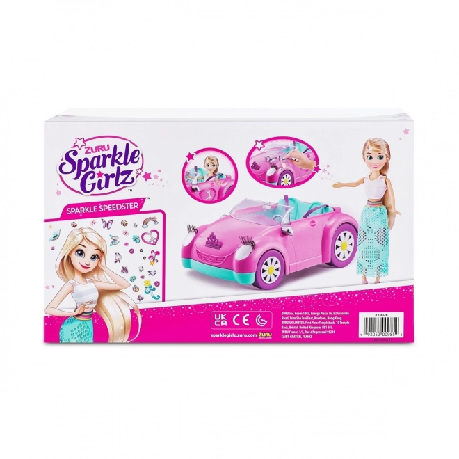 Convertible Doll Set 10.5 inch Pink Car