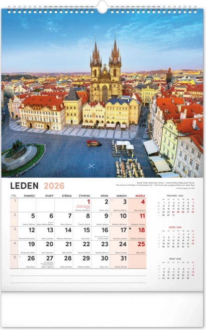Calendrier mural Prague 2026