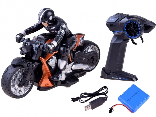 Remote Control Sports Motorcycle with Rider – orange