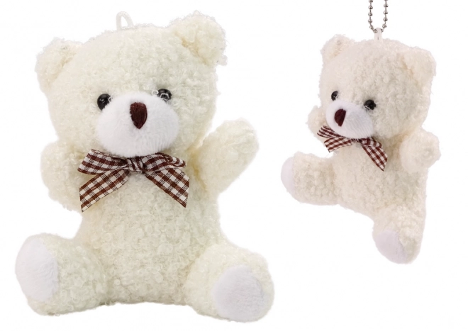 Small White Plush Bear Keychain