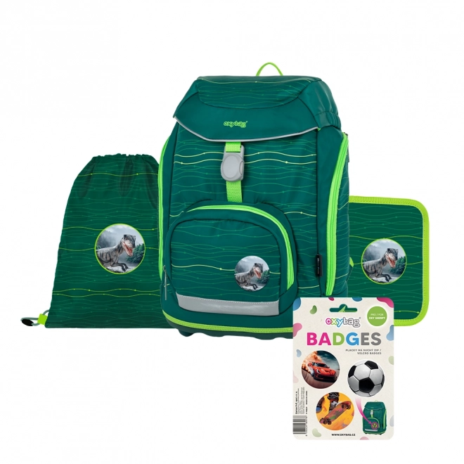 Set 4-Piece OXY Sherpy Green School Backpack