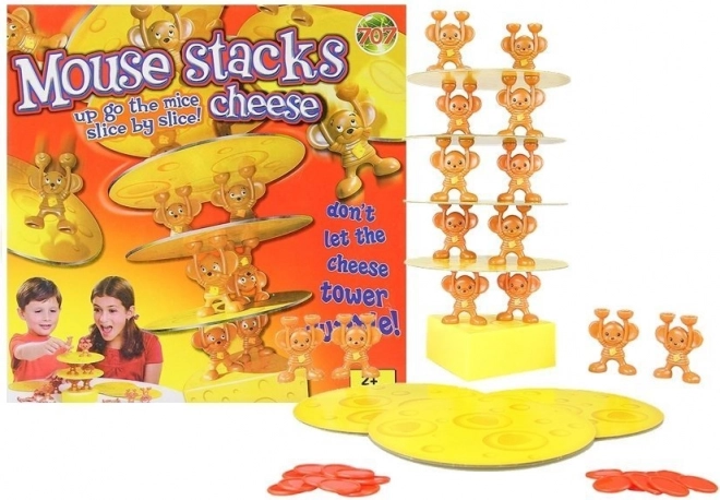 Jeu d’adresse Tour de fromage avec des souris – jeu d’équilibre familial