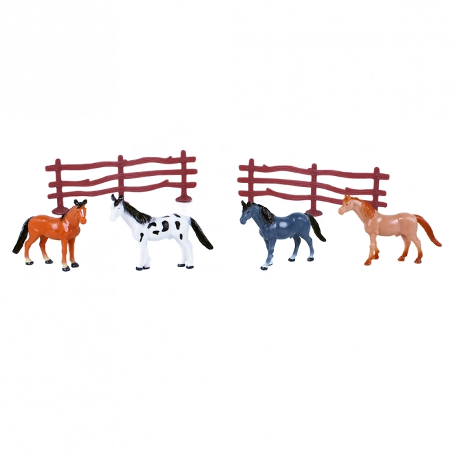 Horse Set with Fence - Set of 4