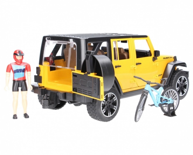 Bruder Jeep Wrangler Rubicon with Cyclist and Bicycle