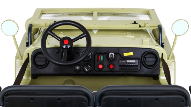 Retro vojenské auto pro 3 děti Matcha + pohon 4x4 + úložné prostory + EVA + pomalý start + MP3 LED