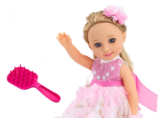 Pink Dress Doll with Long Hair and Brush