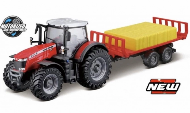 Bburago Farm Tractor with Bale Trailer