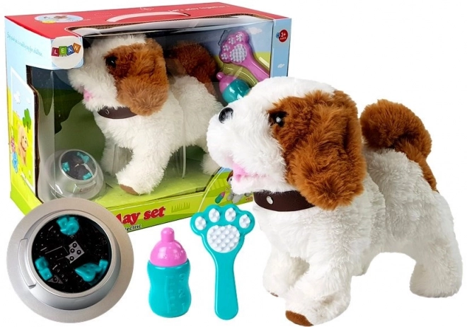 Battery Operated Plush Dog with Brown Spots