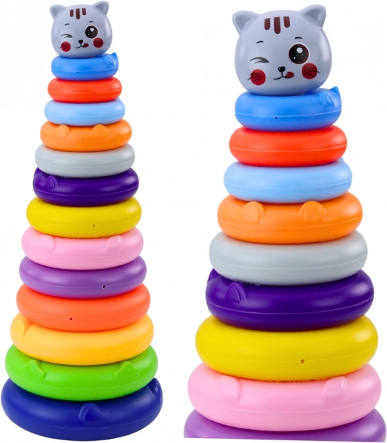Colorful Tower with Rings and Cat