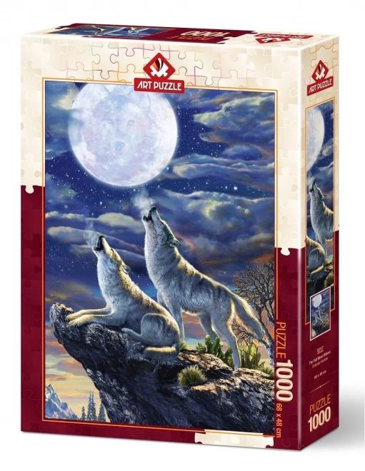 Wolf Under Full Moon Puzzle 1000 Pieces