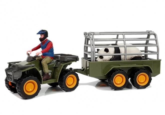 Quad with Trailer Panda Figure Transporter