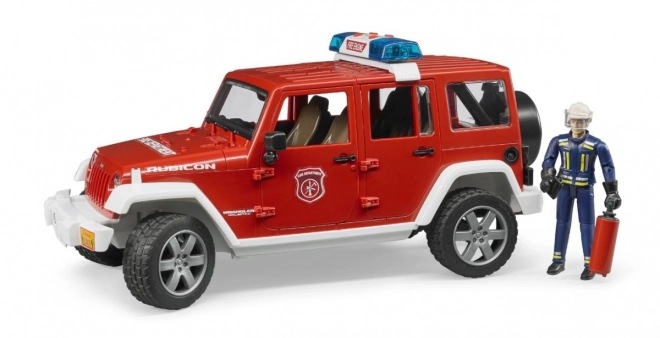 Bruder Red Fire Jeep Wrangler with Firefighter Figure and Accessories