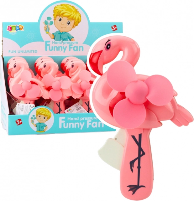 Mechanical Handheld Fan for Kids Pink Flamingo