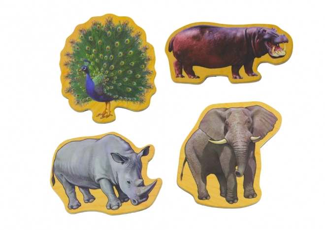 Safari Wild Animals Wooden Magnets Set