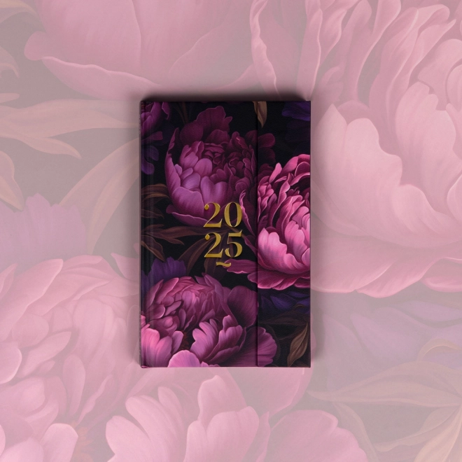 Weekly Magnetic Diary with Purple Flowers 2025