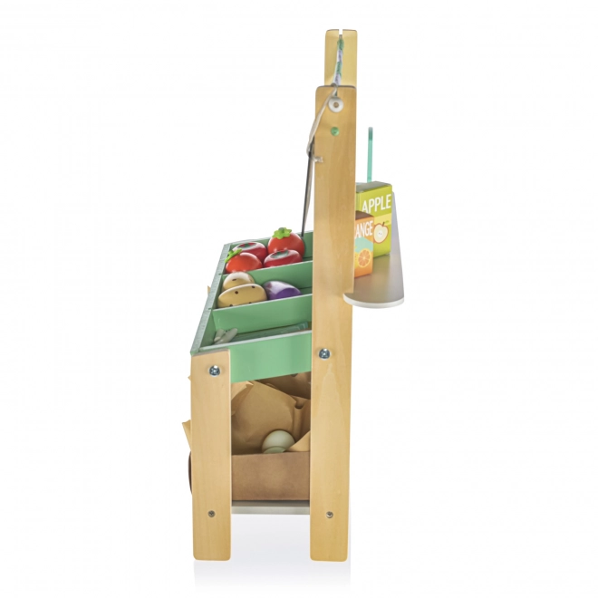 Wooden Market Stall with Fruits and Vegetables for Children