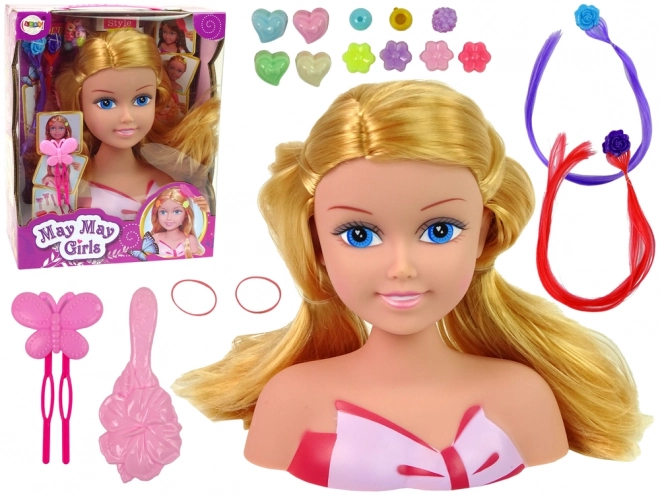 Styling Doll Head With Beads and Hair Accessories