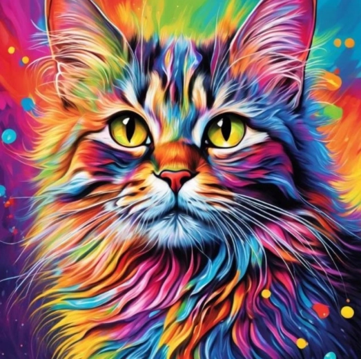 Norimpex Diamant schilderen Portret van een gekleurd kitten 30x40cm