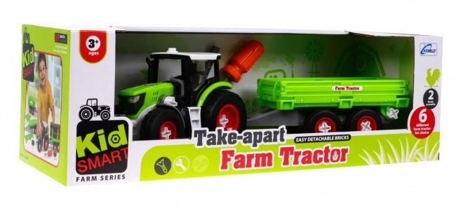 Buildable Tractor with Trailer for Children 3+ Screwdriver Set with Bulldozer