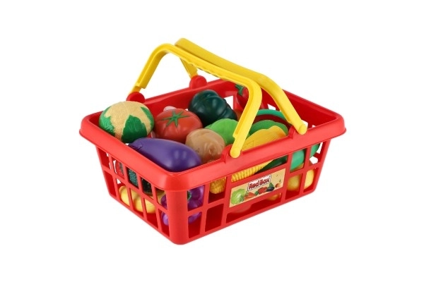 Shopping Basket with Assorted Fruits and Vegetables for Kids