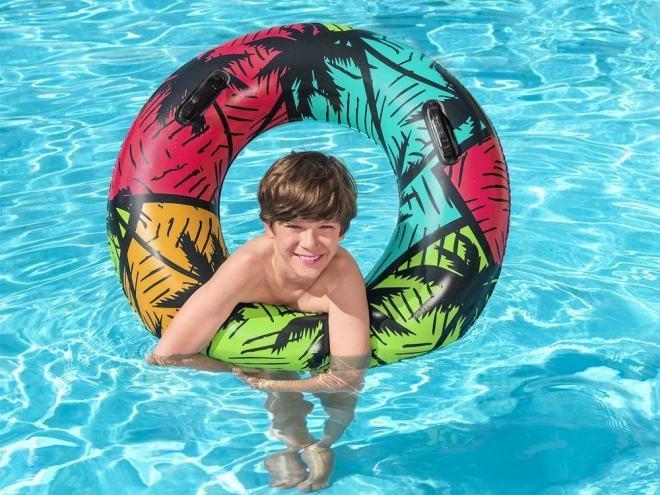 Swimming Ring with Handles 91 cm - Waves and Palm Tree Designs