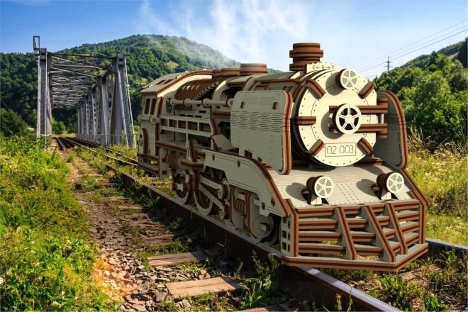 Wooden 3D Puzzle Express Train with Rails