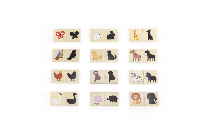 Wooden Memory Game Animal Shadows