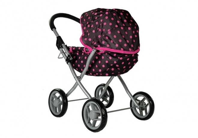 Alice doll stroller black with pink polka dots