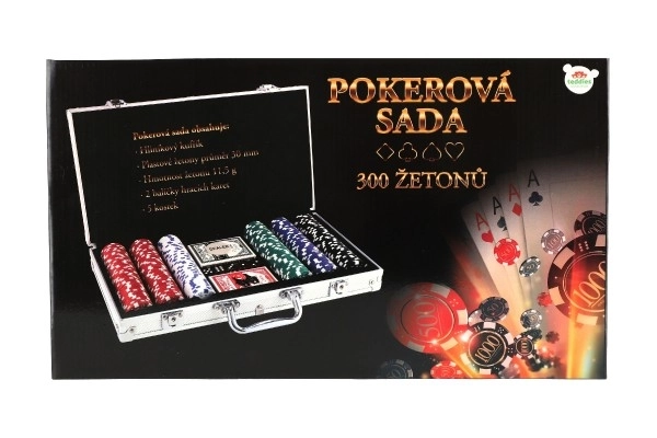 Poker Set with 300 Chips, Cards & Dice in Aluminum Case