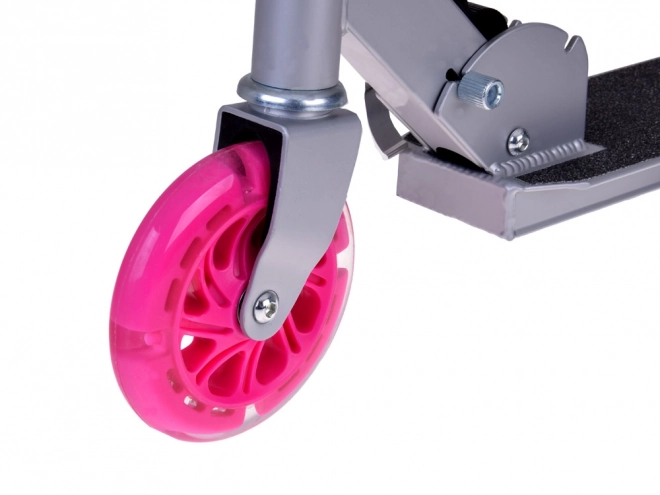 Foldable Children's Scooter with Light-Up Wheels – Pink