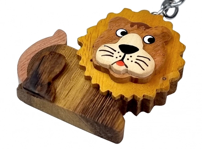 Large Lion Wooden Keychain