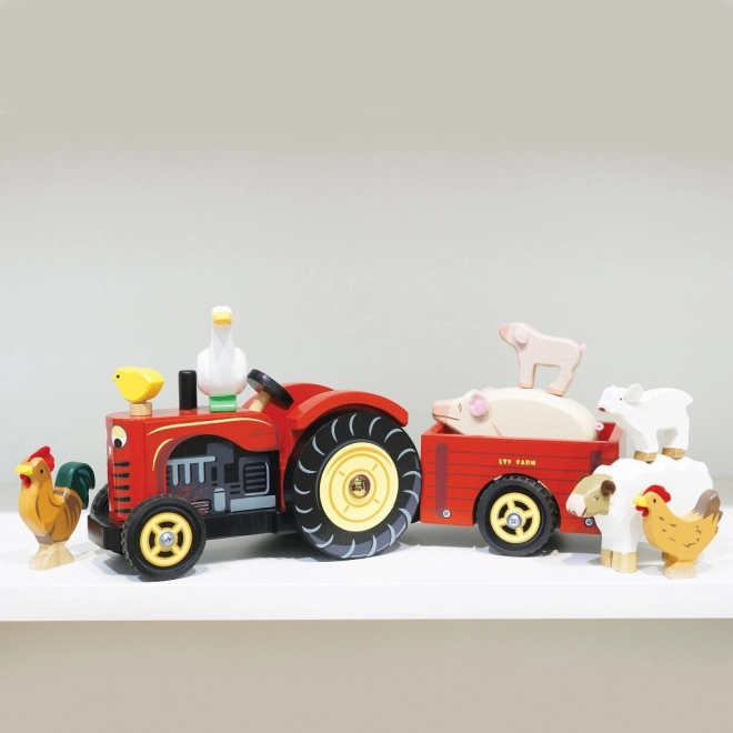 Red Tractor with Trailer by Le Toy Van