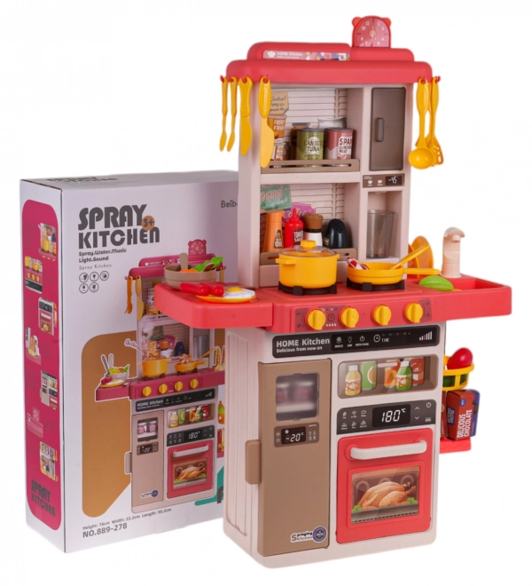 interactive kids kitchen set with lights, sound and water