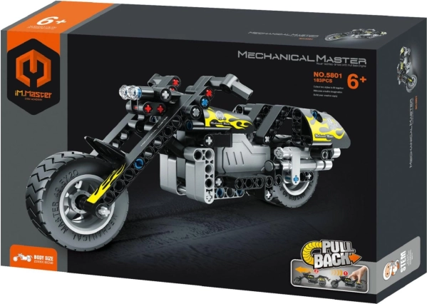 iM.Master Construction Set Motorcycle with Pull-Back Motor, 183 Pieces
