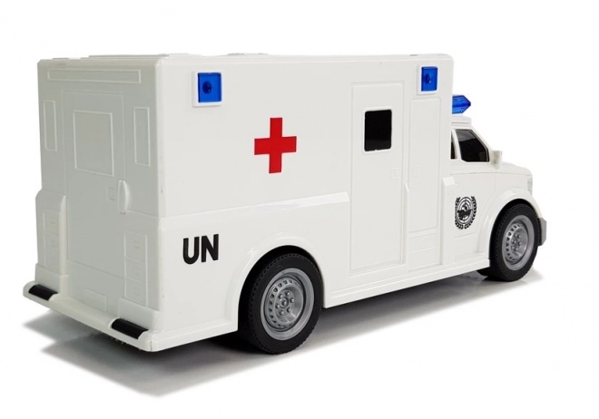 Friction-Powered Medical Ambulance Toy with Sound 1:20 Scale