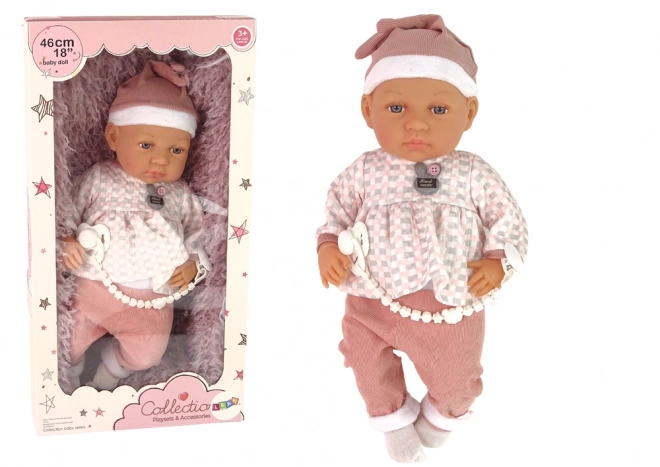 Baby Doll with Pink Pacifier and Feather Blanket