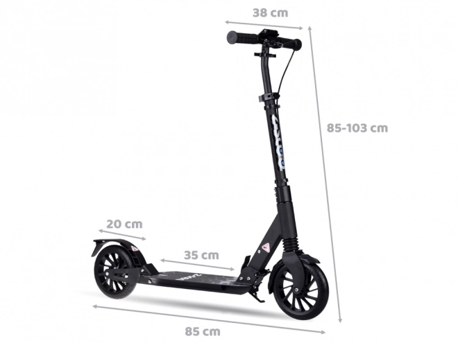 Large Foldable City Scooter with Suspension and Brakes – Black