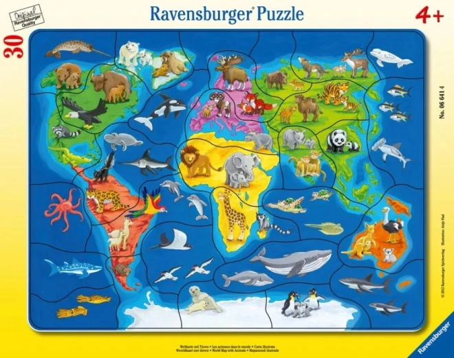 World Map with Animals Puzzle