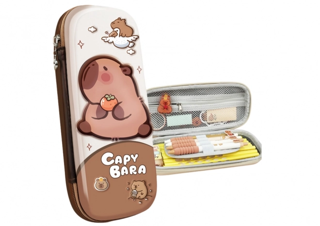 Brown School Pencil Case with Capybara