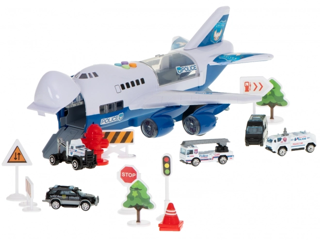 Transport airplane with police cars set