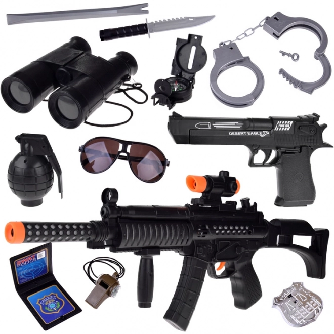 Police Set for Playing Policeman Weapon Handcuffs ZA4826
