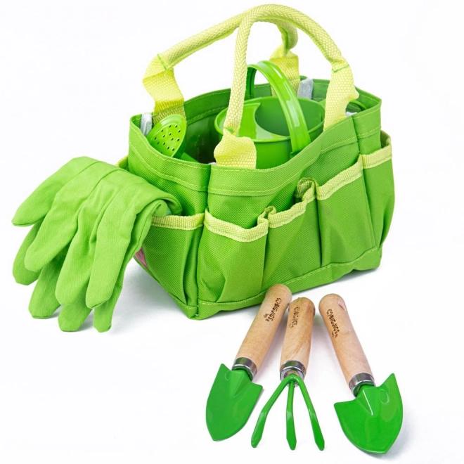 Bigjigs Toys Garden Tool Set in Green Canvas Bag