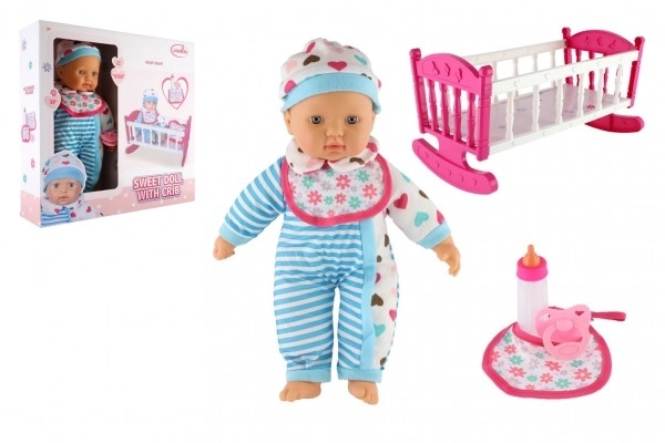 Cute Baby Doll with Cradle and Accessories