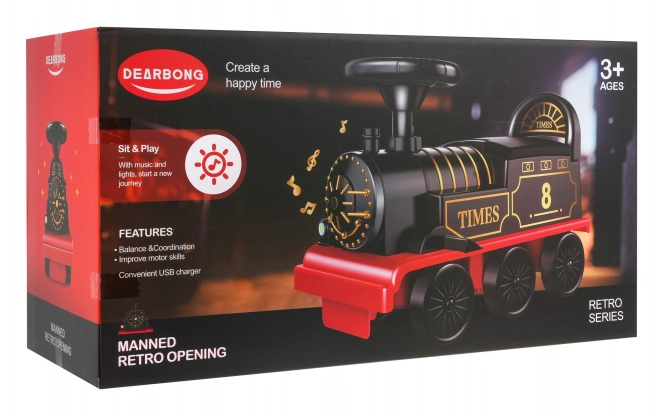 Interactive Retro Ride-On Train with Sound and Lights for Kids 3+