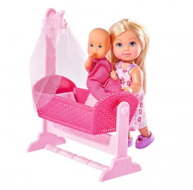 Doll Evička With Baby In Cradle