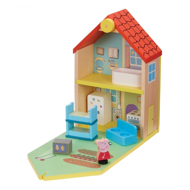 Wooden Family Dollhouse with Peppa Pig