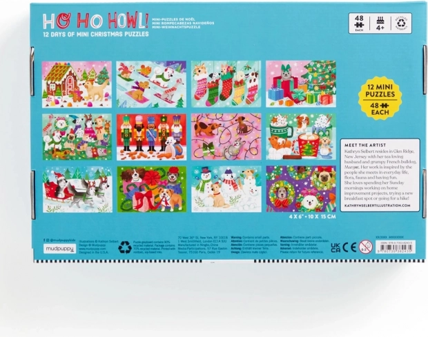 Kerst aftellen puzzelset 12 stuks